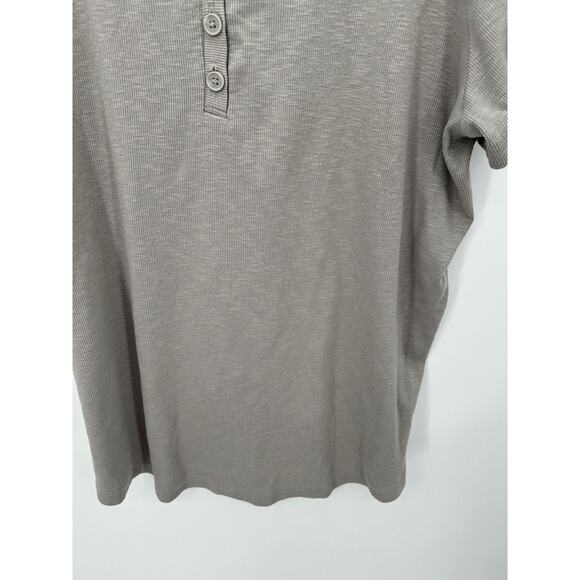 Duluth Trading Co Shirt Women 2X Grey V-Neck Short Sleeve Cotton Blend Thermal - Picture 3 of 8